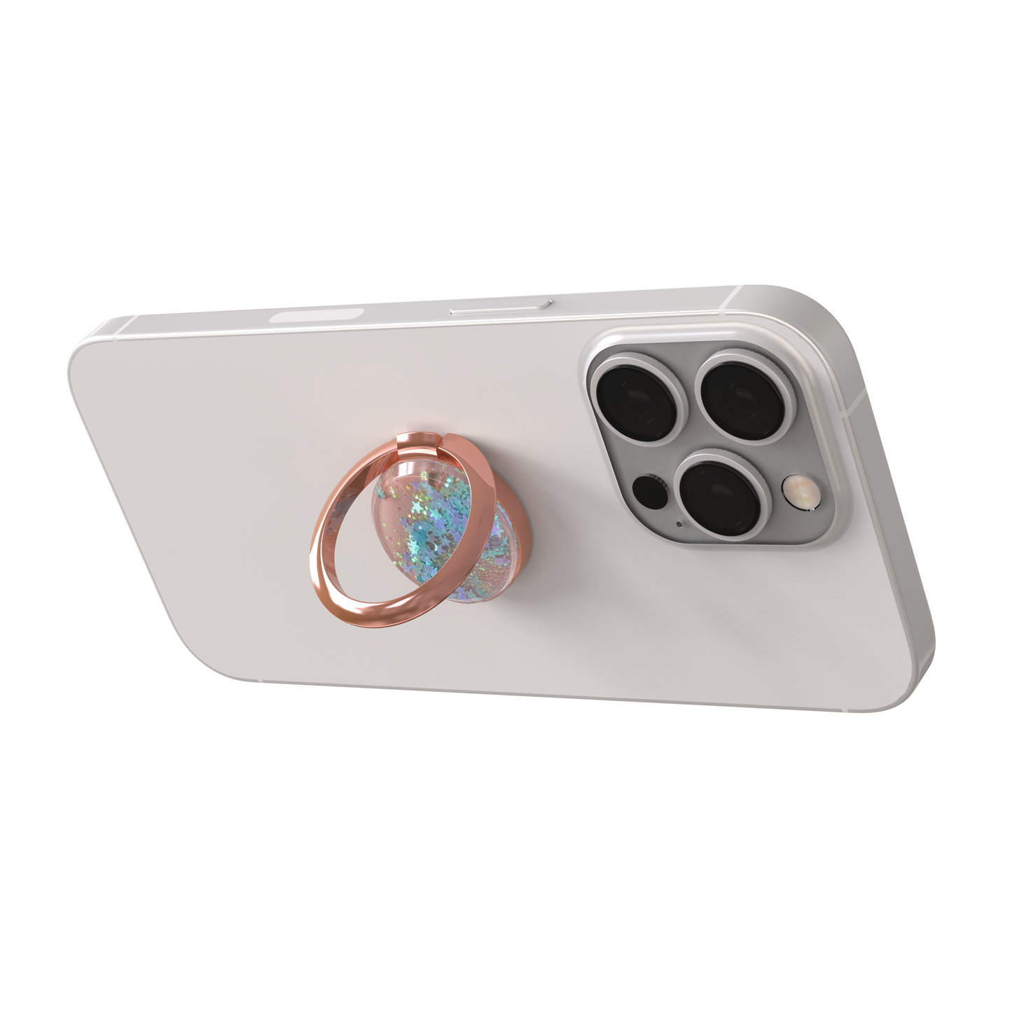 Nuckees Trends Ring Grip (Rose Gold Blue Liquid Glitter)