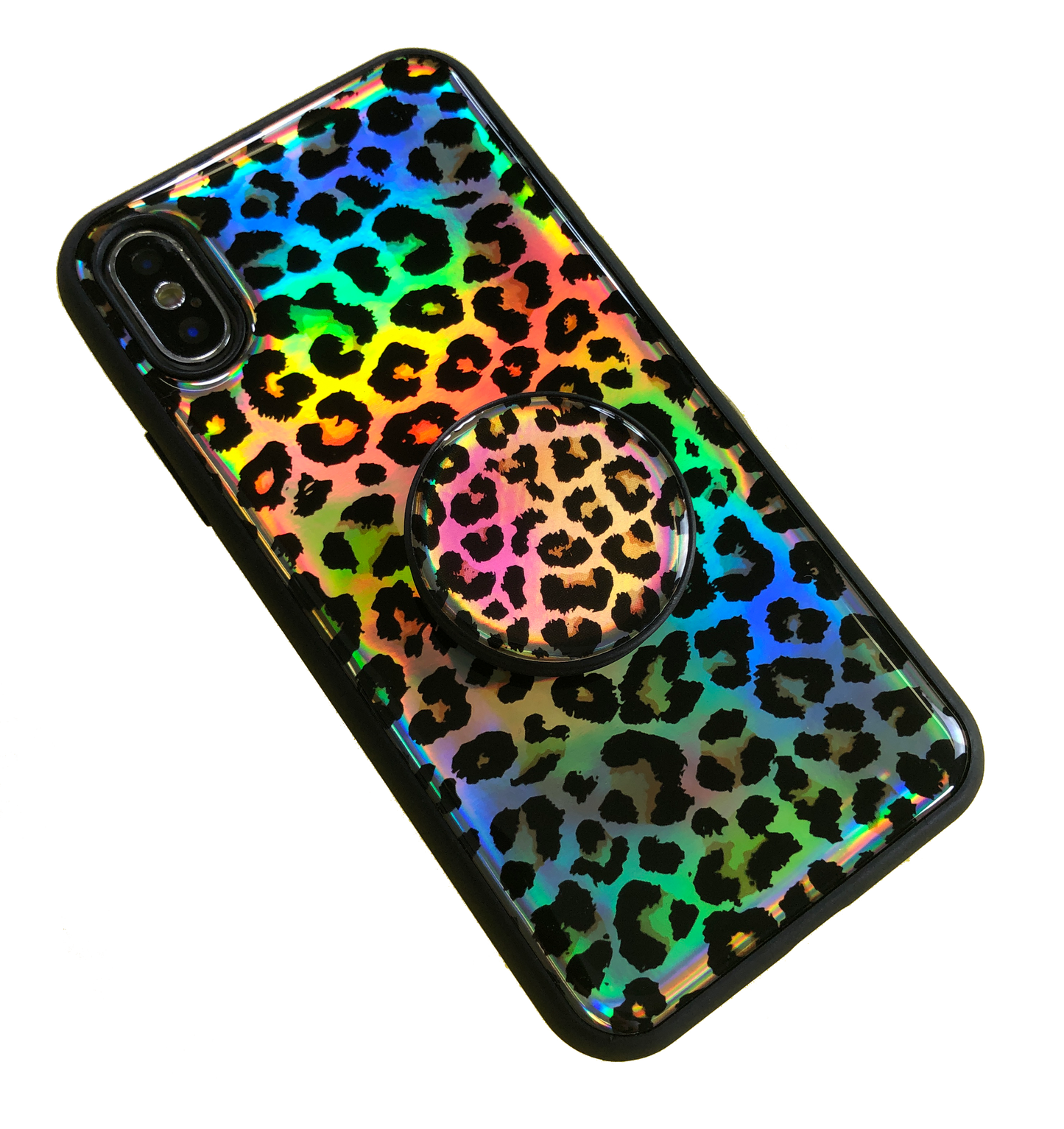 Holographic Leopard Gel Case & Nuckees Grip