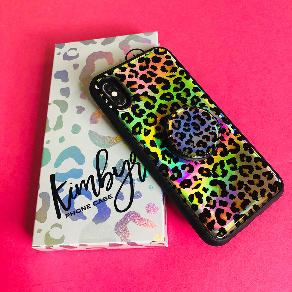 Holographic Leopard Gel Case & Nuckees Grip